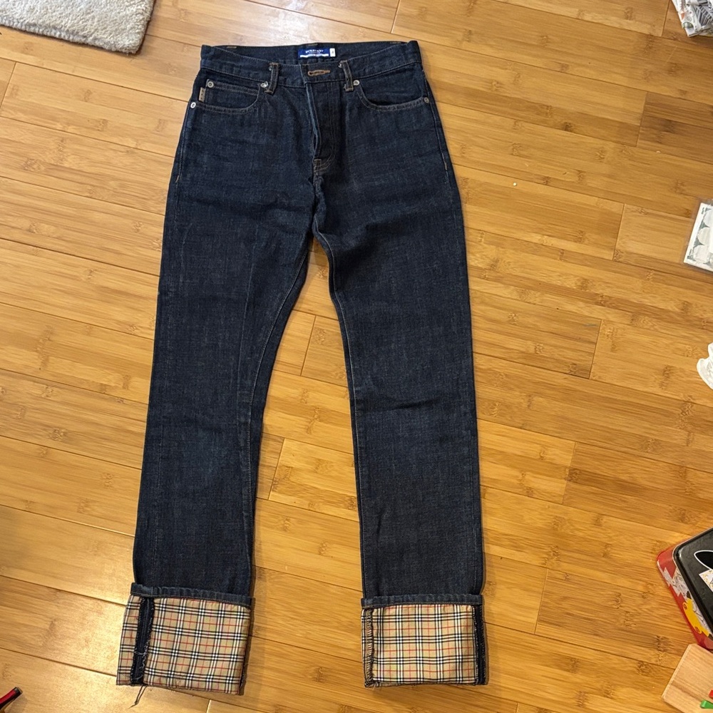 Burberry Straight Jeans with Plaid Cuffs Size 0/2